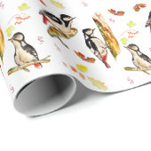 Papier Cadeau Aquarelle motif avec oiseaux pic (Coin rond)