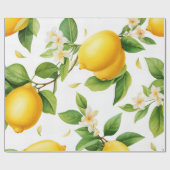 Papier Cadeau Aquarelle Motif citron jaune (Plat)