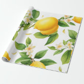 Papier Cadeau Aquarelle Motif citron jaune (Déroulé)