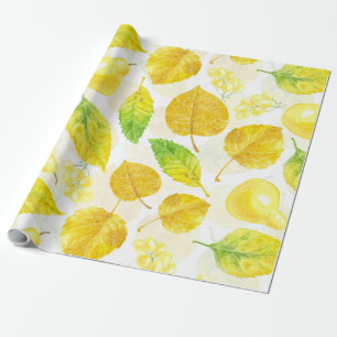 Papier Cadeau Aquarelle motif d'automne