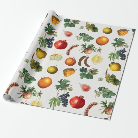 Papier Cadeau Aquarelle Motif de fruits méditerranéen (Déroulé)