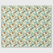 Papier Cadeau Aquarelle Motif de noix de coco tropicale (Plat)