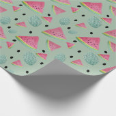 Papier Cadeau Aquarelle Motif de pastèque verte peinte à la main (Coin)