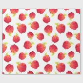Papier Cadeau Aquarelle Motif de pomme rouge (Plat)