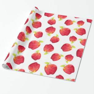 Papier Cadeau Aquarelle Motif de pomme rouge