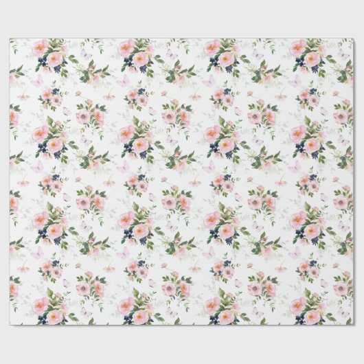 Papier Cadeau Aquarelle Motif floral (Plat)