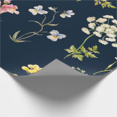 Papier Cadeau Aquarelle motif floral, main fleur délicate dr (Coin)