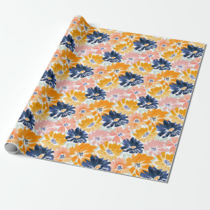 Papier Cadeau Aquarelle Motif Floral Rétro