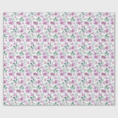 Papier Cadeau aquarelle motif floral rose et pourpre (Plat)
