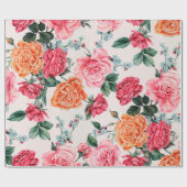 Papier Cadeau aquarelle motif floral, vintage, fleur, (Plat)