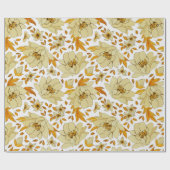Papier Cadeau Aquarelle Motif jaune orange (Plat)