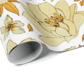 Papier Cadeau Aquarelle Motif jaune orange (Coin rond)