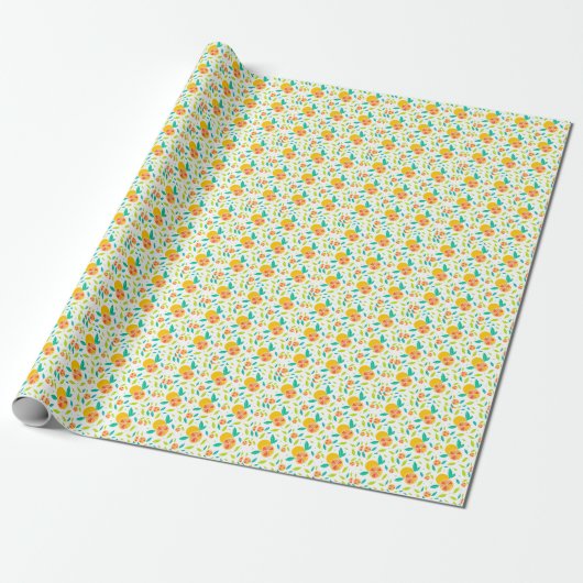 Papier Cadeau Aquarelle Motif Oranges sucrées (Déroulé)