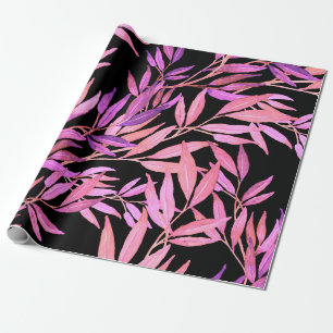 Papier Cadeau Aquarelle motif sans couture avec feuilles. Bright