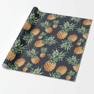 Papier Cadeau Aquarelle motif transparent avec ananas mûr. H