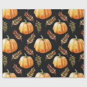 Papier Cadeau Aquarelle motif transparent avec citrouille (Plat)