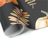 Papier Cadeau Aquarelle motif transparent avec citrouille (Coin rond)