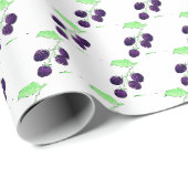 Papier Cadeau Aquarelle Mûre Violette Botanique (Coin rond)