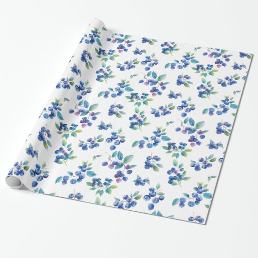 Papier Cadeau Aquarelle Myrtille (Déroulé)