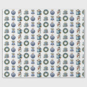 Papier Cadeau Aquarelle Noël Amusants en blanc (Plat)