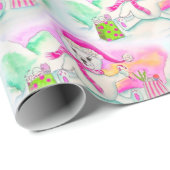 Papier Cadeau Aquarelle Noël Bébé Ours polaire (Coin rond)