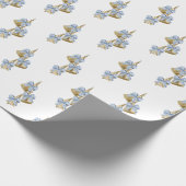 Papier Cadeau Aquarelle Noël bleu Chinoiserie Bow Bells (Coin)