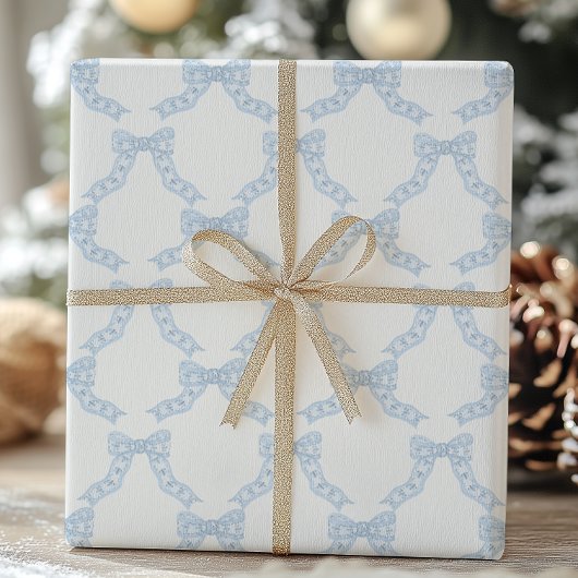Papier Cadeau Aquarelle Noël Bleus Basses
