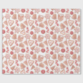 Papier Cadeau Aquarelle Noël Cookies Motif Noël (Plat)