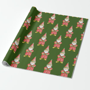 Papier Cadeau Aquarelle Noël Gnome