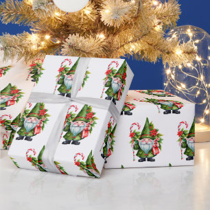 Papier Cadeau Aquarelle Noël Gnome avec Sucre de canne