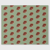 Papier Cadeau Aquarelle Noël Hiver Cônes de Forêt Verdure (Plat)