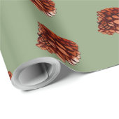 Papier Cadeau Aquarelle Noël Hiver Cônes de Forêt Verdure (Coin rond)