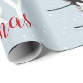 Papier Cadeau Aquarelle Noël Holly Magpie Oiseau Nature Art (Coin rond)