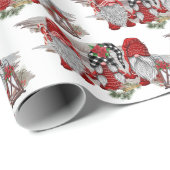 Papier Cadeau Aquarelle Noël jote Gnomes vacances (Coin rond)