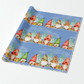 Papier Cadeau Aquarelle Noël mignonne Gnomes Elves (Déroulé)