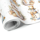 Papier Cadeau Aquarelle Noël Neiges en blanc (Coin rond)