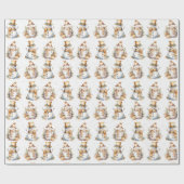 Papier Cadeau Aquarelle Noël Neiges en blanc (Plat)