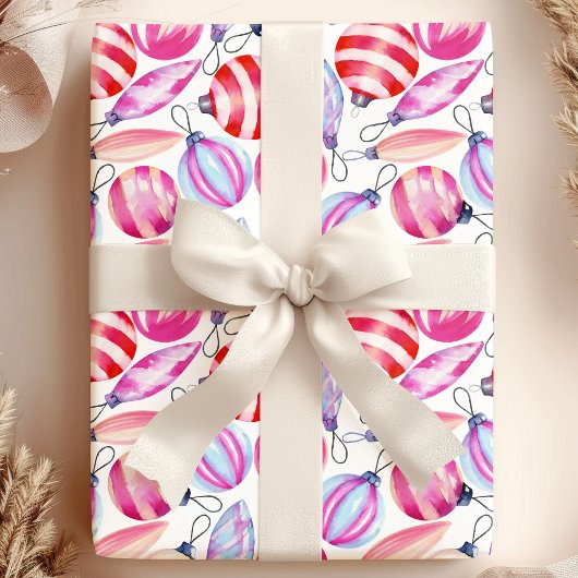 Papier Cadeau Aquarelle Noël Ornements Fête