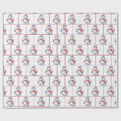 Papier Cadeau Aquarelle Noël Snowmen Dans Les Flèches De Neige (Plat)