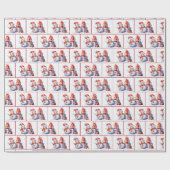 Papier Cadeau Aquarelle Noël Snowmen Dans Les Flèches De Neige (Plat)