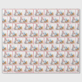 Papier Cadeau Aquarelle Noël Snowmen Dans Les Flèches De Neige (Plat)