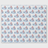 Papier Cadeau Aquarelle Noël Snowmen Dans Les Flèches De Neige (Plat)