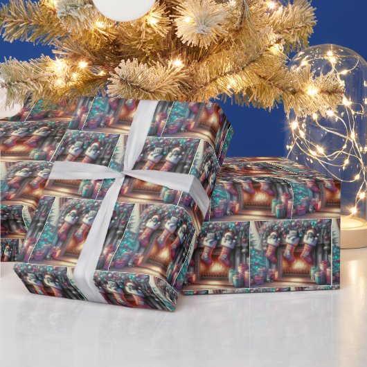 Papier Cadeau Aquarelle Noël Stocker Avec Chatons (Vacances)