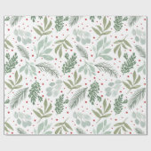 Papier Cadeau Aquarelle Noël Vacances Garland Pine Berry (Plat)