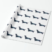 Papier Cadeau Aquarelle noire longue hailée Dachshund (Déroulé)