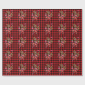 Papier Cadeau Aquarelle noire rouge classique motif plaid (Plat)