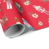 Papier Cadeau Aquarelle Noisettes de Noël Collage (Coin rond)