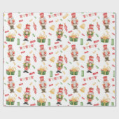 Papier Cadeau Aquarelle Noisettes de Noël et Décorations (Plat)