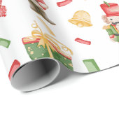 Papier Cadeau Aquarelle Noisettes de Noël et Décorations (Coin rond)