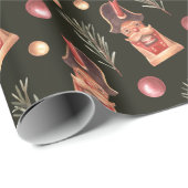 Papier Cadeau Aquarelle Nutcracker Pine Noël (Coin rond)